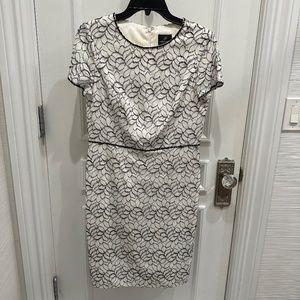 Adrianna Papell white lace midi dress